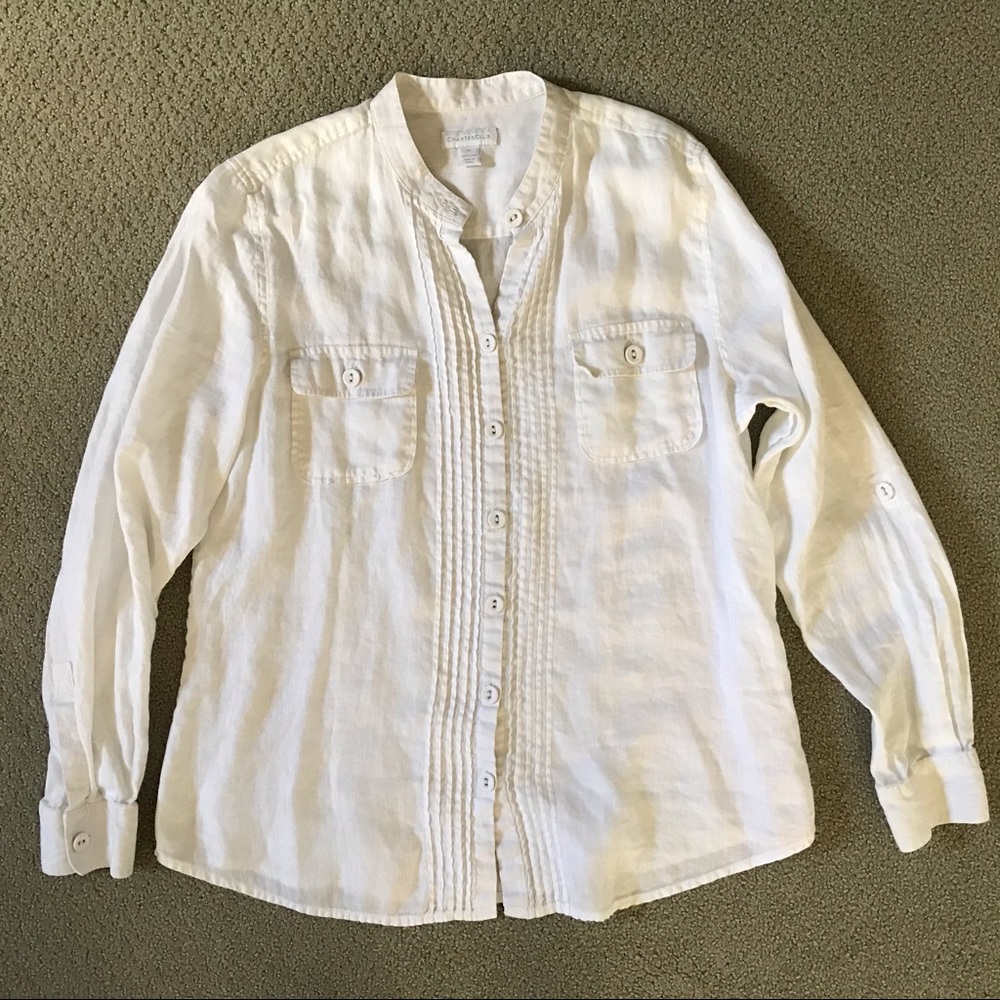 White Charter Club Button Up Blouse Size 10